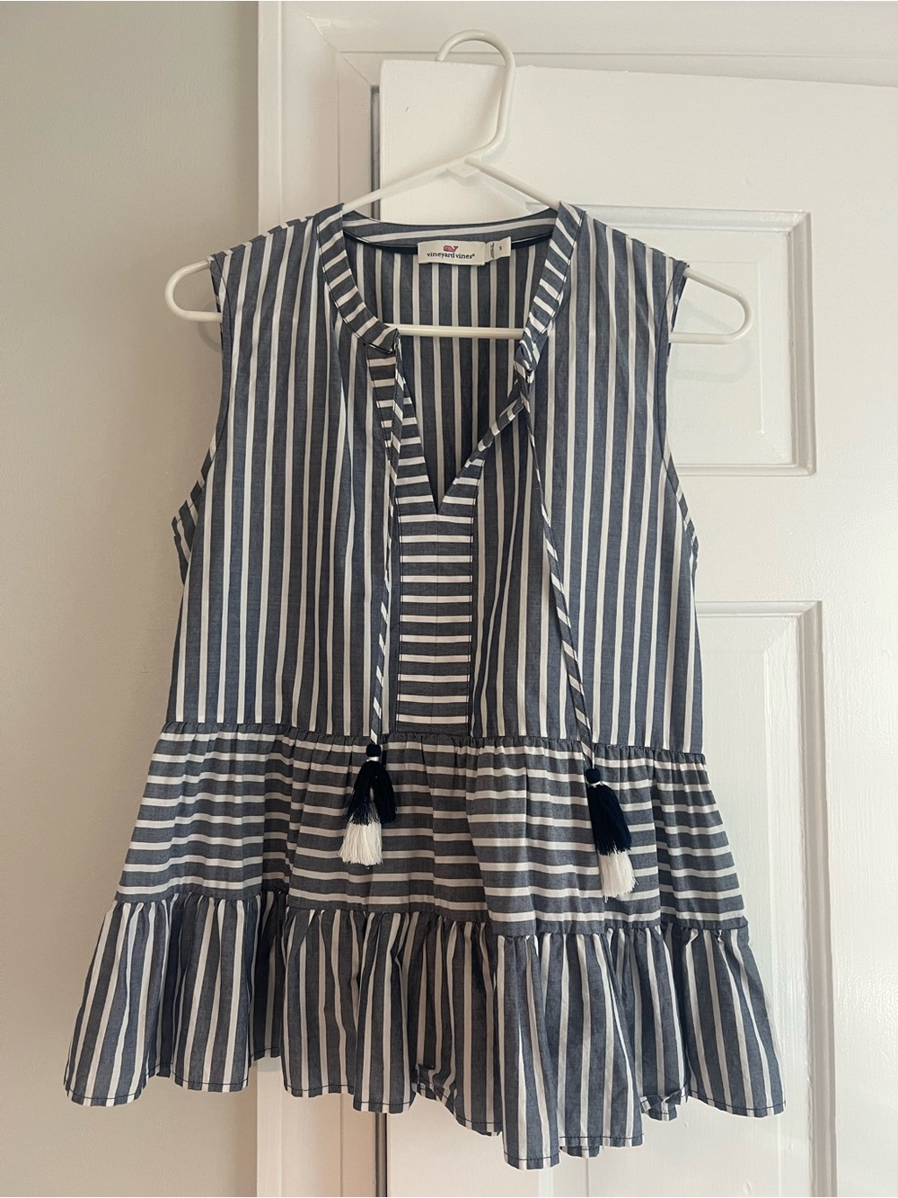Vineyard Vines Navy and White Striped Sleeveless Top